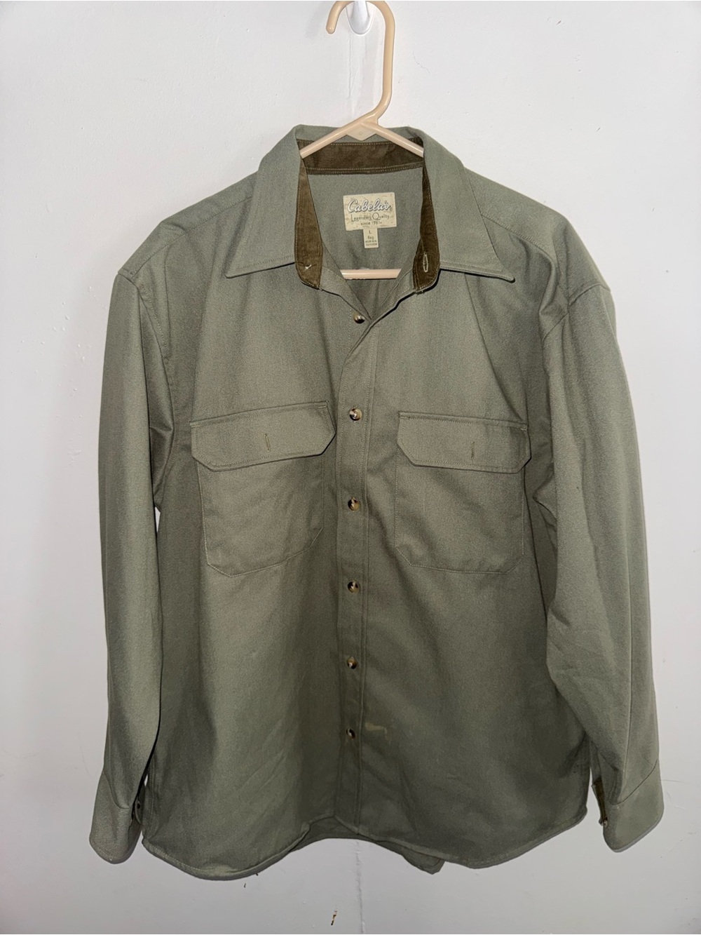 Cabela’s Men’s Olive Green Hunting Long Sleeve Button Up Shirt Sz Large